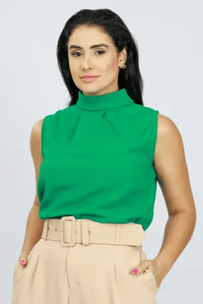 Blusa Regata Gola Alta Aline Verde Bandeira