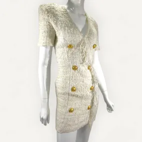 Vestido Balmain Tweed com Botões Dourados