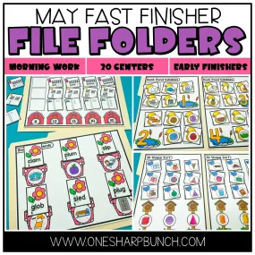 20 Early Finishers Activities, File Folder Games & Morning Work for May | Printable Classroom Resource | One Sharp Bunch