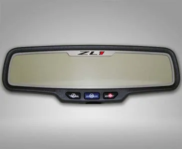 2012-2013 Camaro ZL1 - Rear View Mirror Trim 'ZL1' Rectangle mirror w/sensor - Brushed Stainless Steel