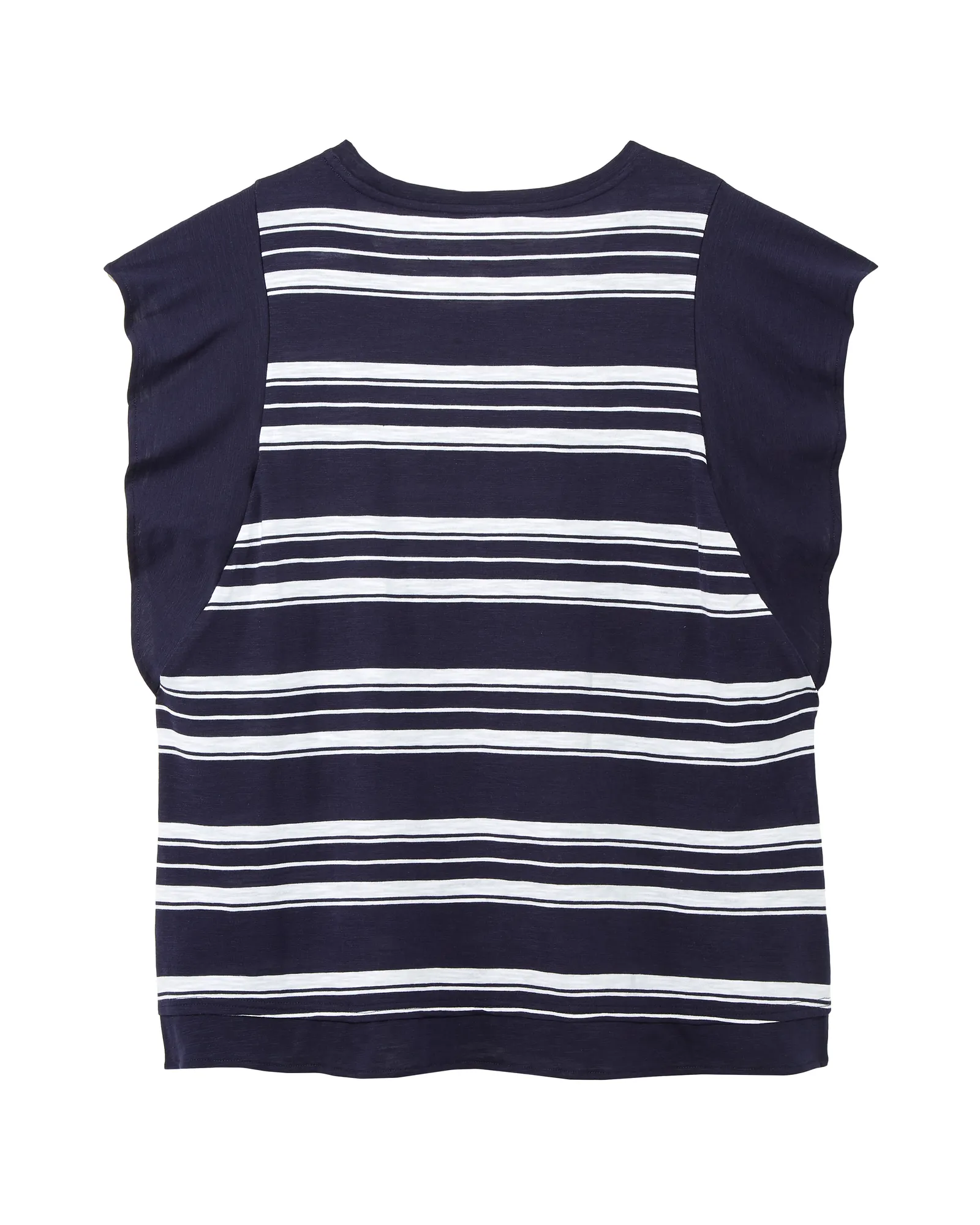 Alessandra Flutter Sleeve Tee | Navy / White