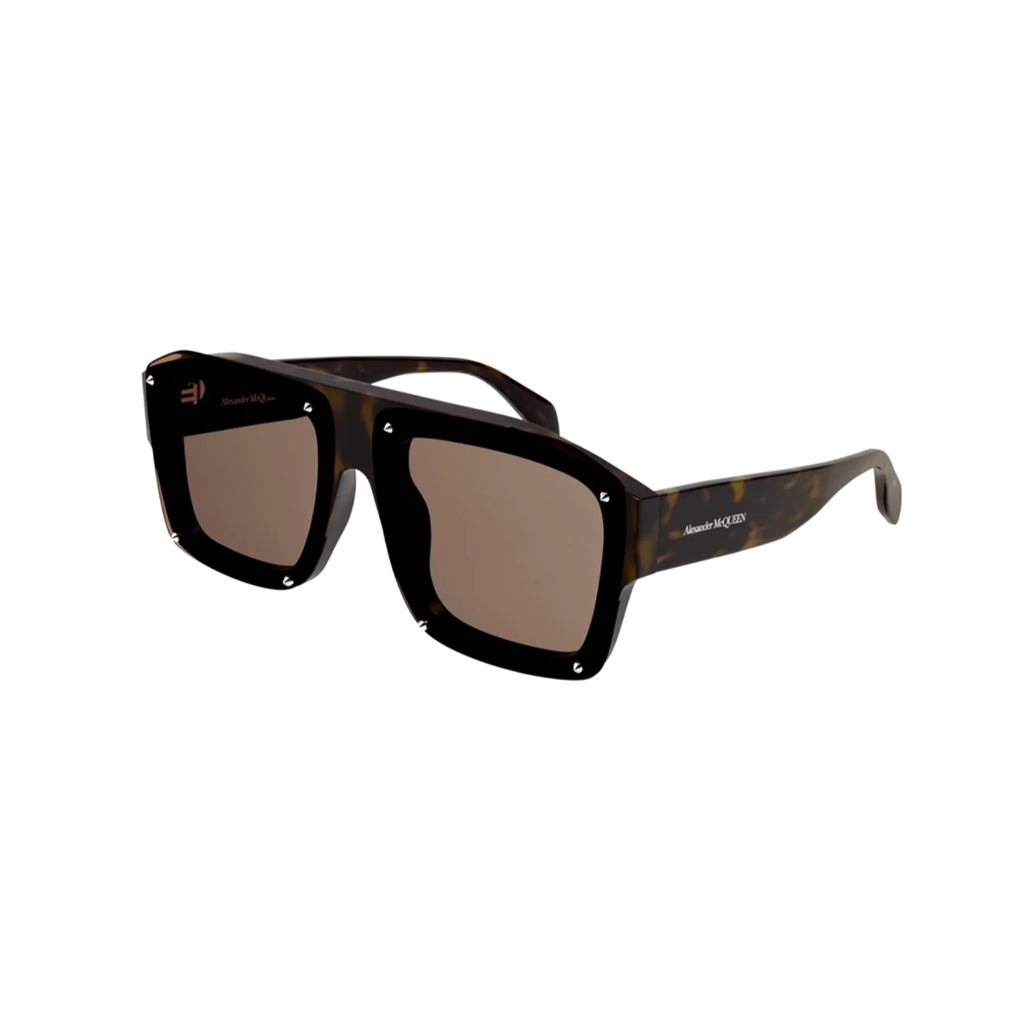 Alexander McQueen Unisex Sunglasses Fall Winter Havana Brown Nylon Nylon Shiny AM0335S 002