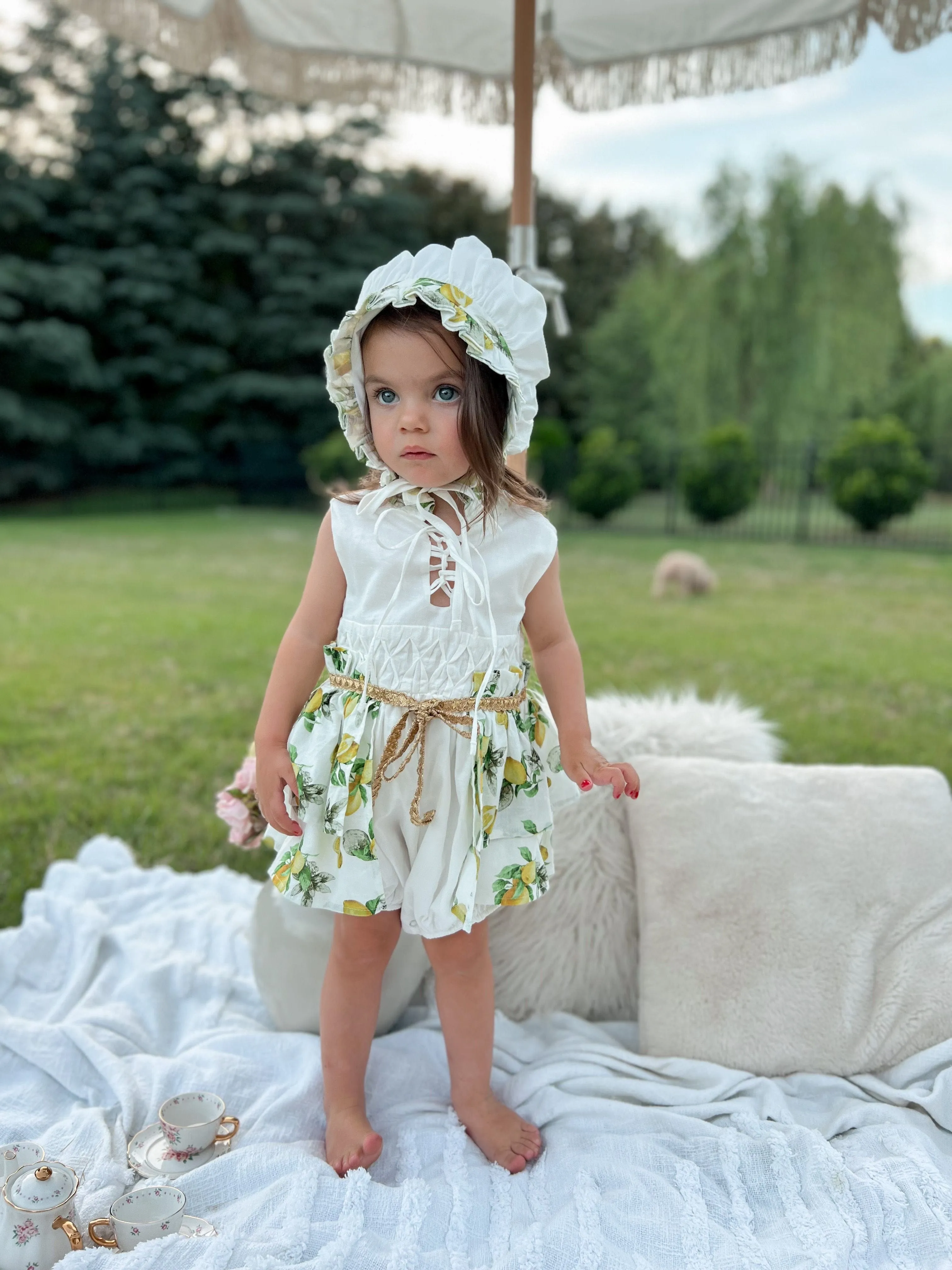 Amalfi Lemon Print Linen Bonnet