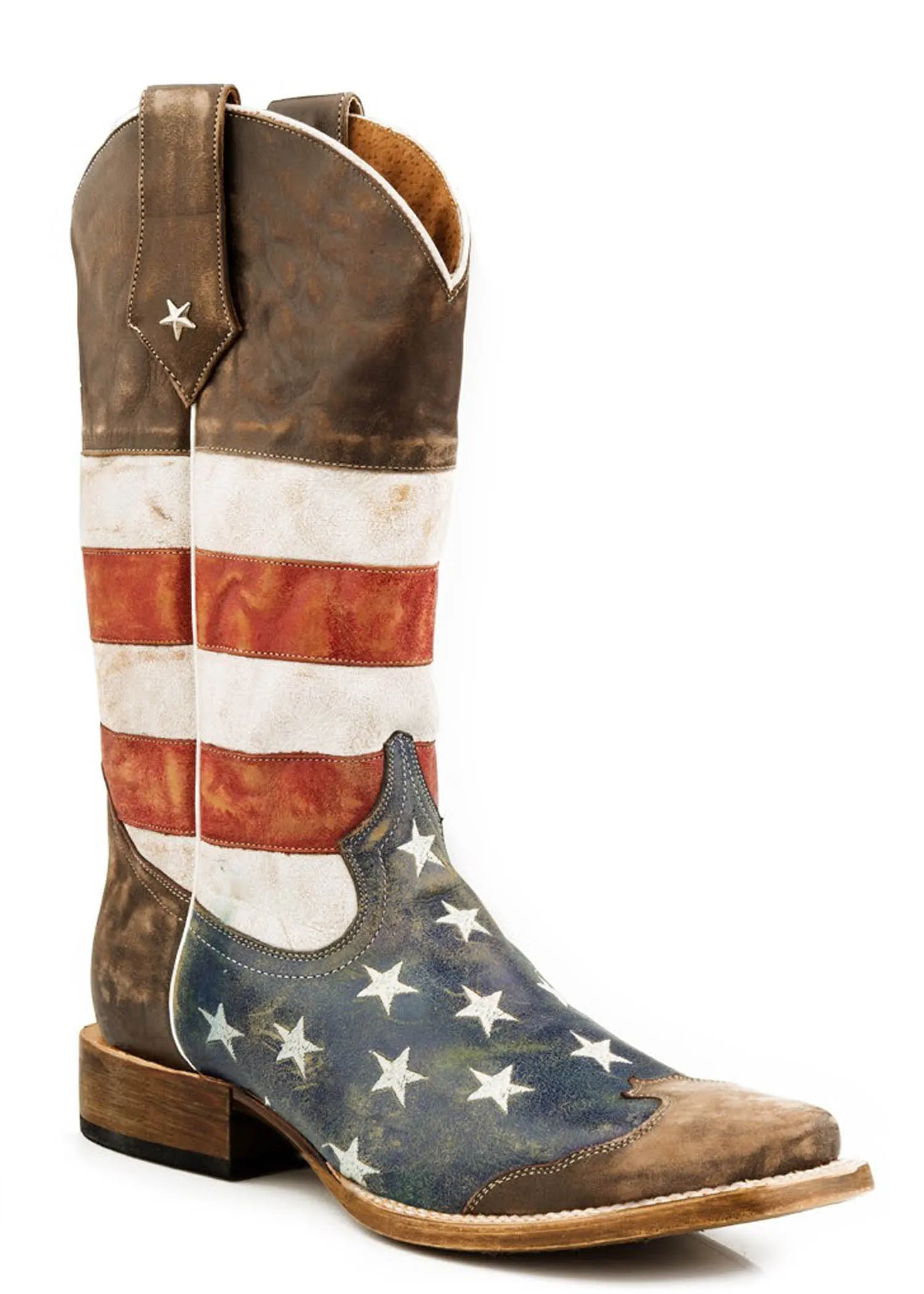 AMERICAN FLAG - SQ TOE BROWN TOE CAP