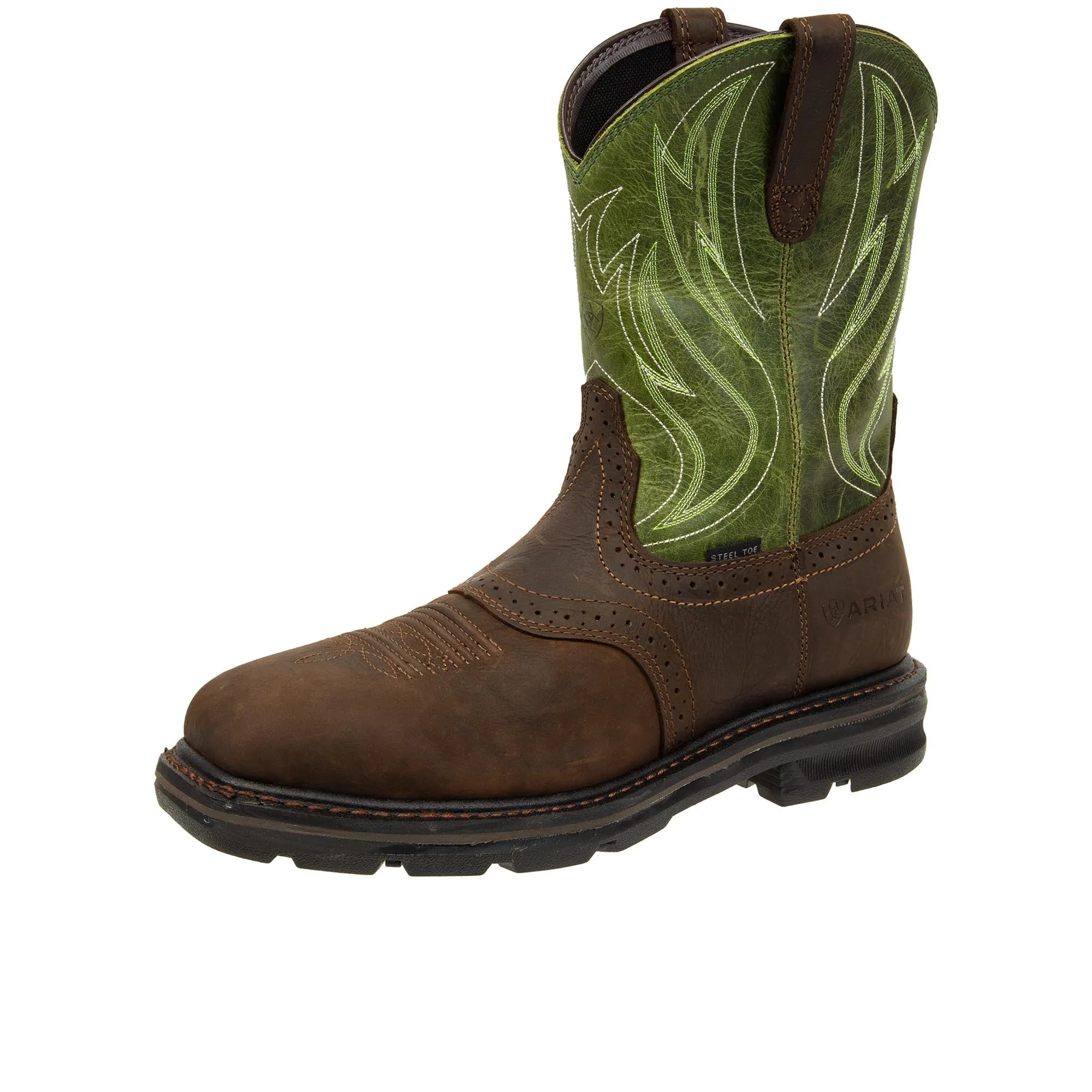 Ariat Sierra Shock Shield Saddle Steel Toe Dark Brown Grass Green