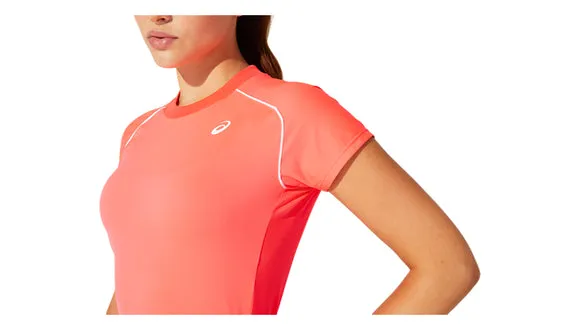 Asics Womens Court Piping SS Top - Diva Pink