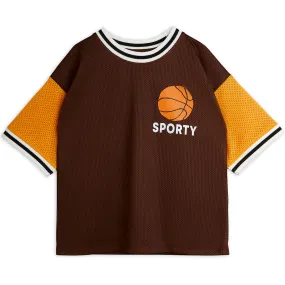 Basketball Mesh T-shirt in Brown by Mini Rodini