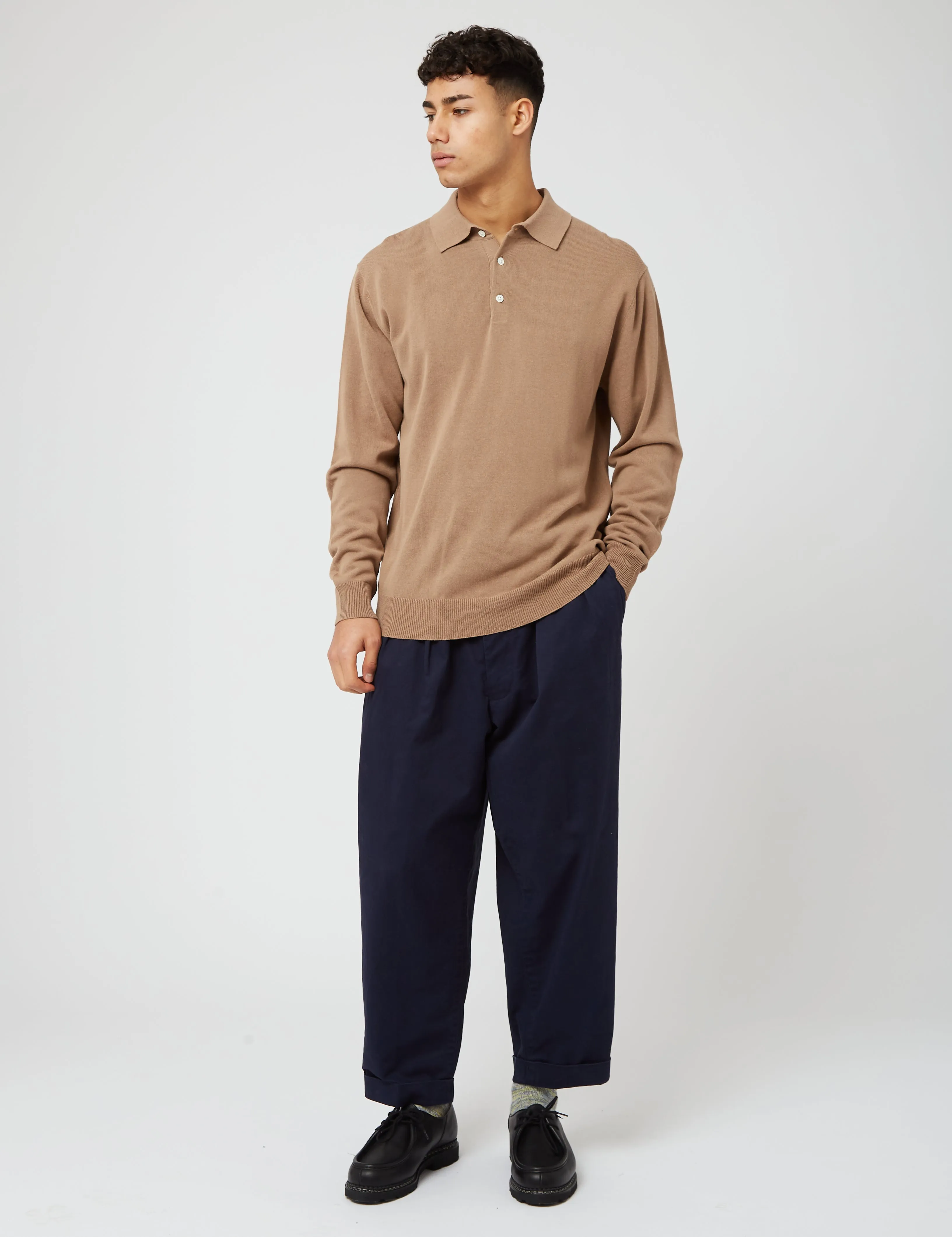 Beams Plus Knitted Polo (12G) - Khaki