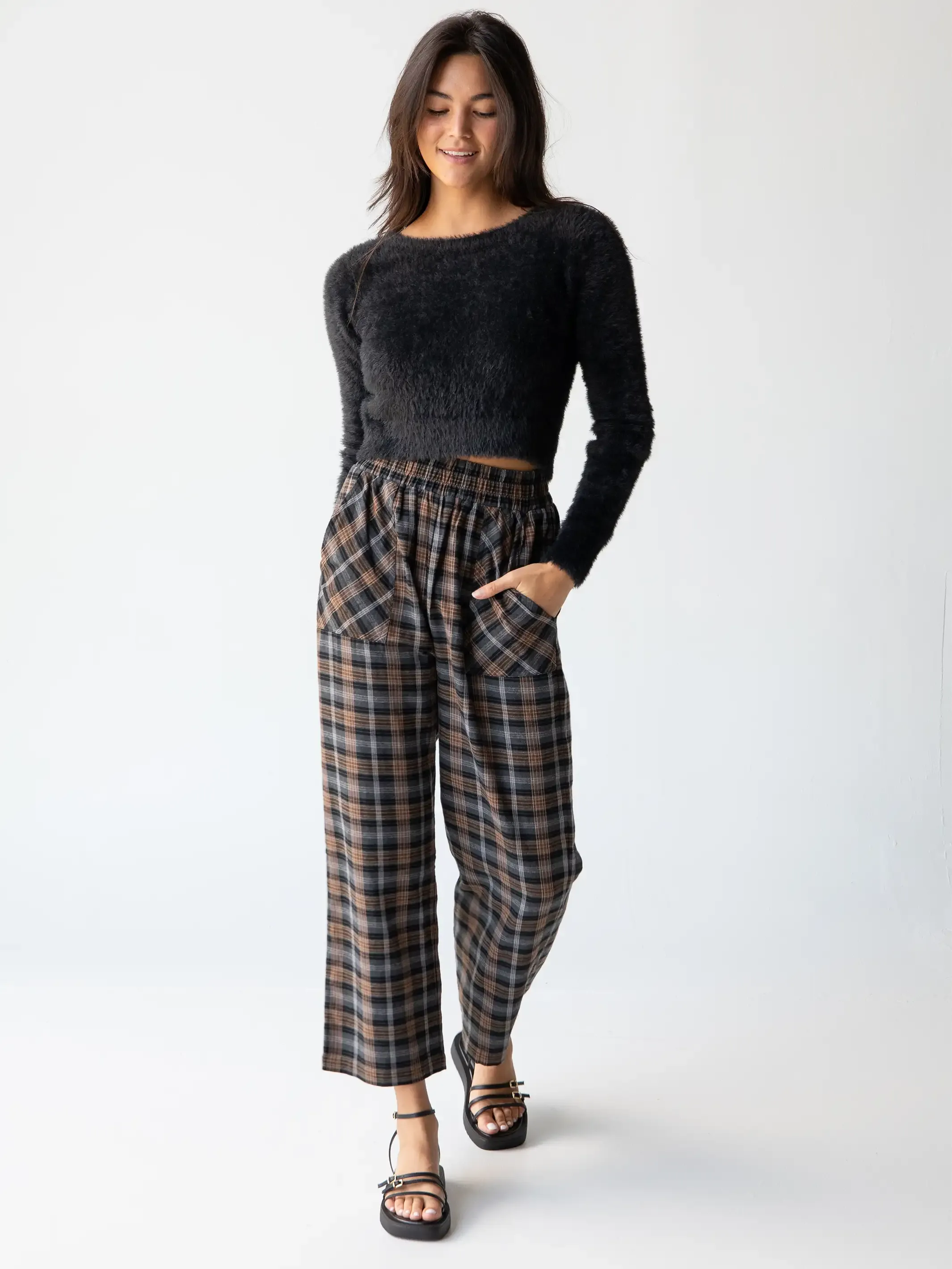 Beckett Flannel Pant - Brown Grey Plaid