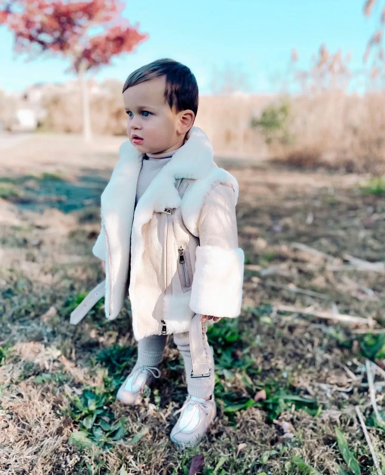 Beige Sheepskin Leather Jacket