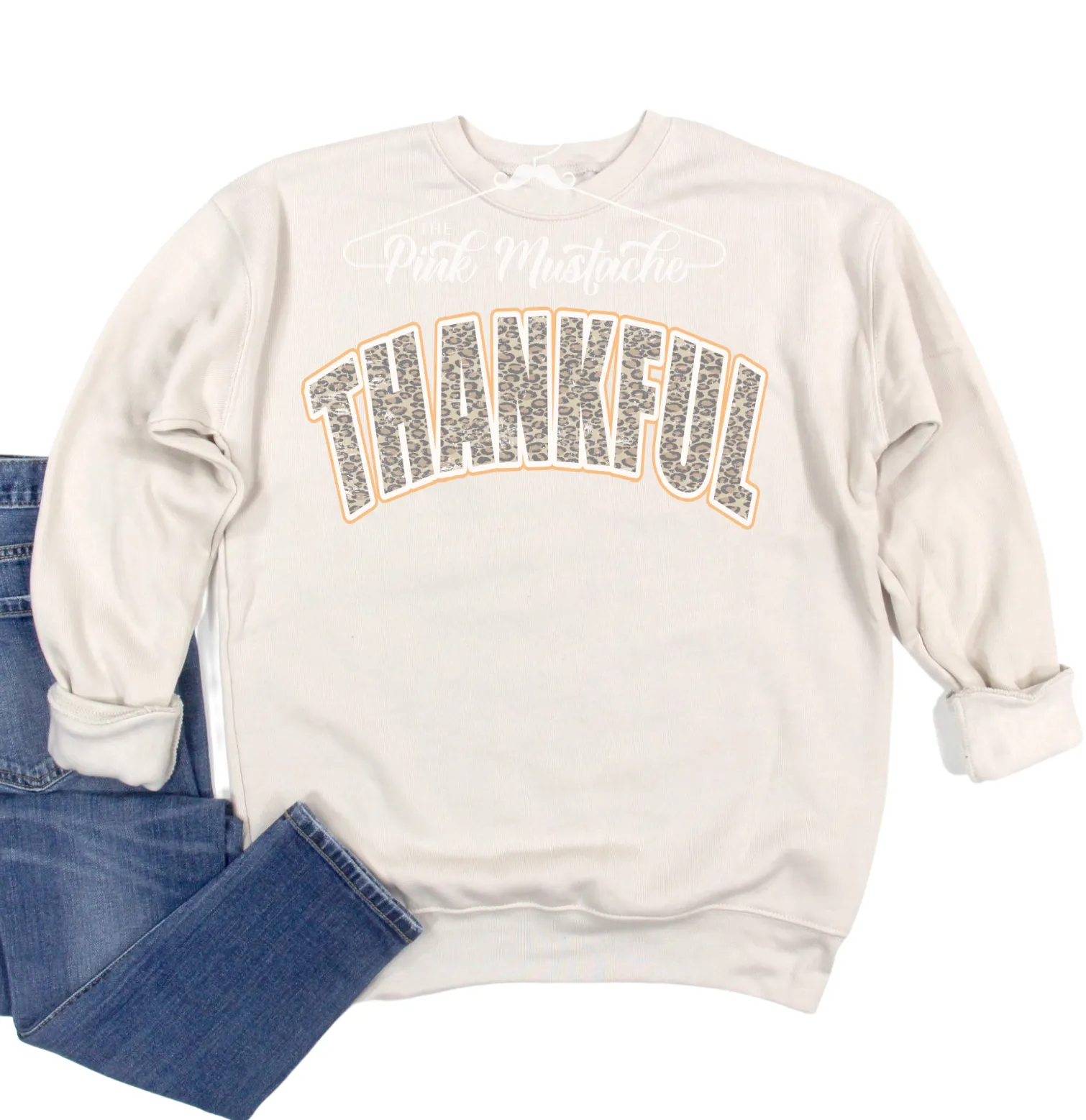 BELLA CANVAS Leopard Thankful Fall Sweatshirts/ Unisex sized Sweatshirts/ DTG printed Quality Soft Sweatshirts