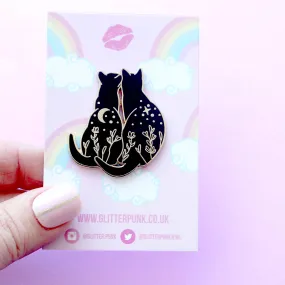 Black Cats Stargazing Enamel Pin