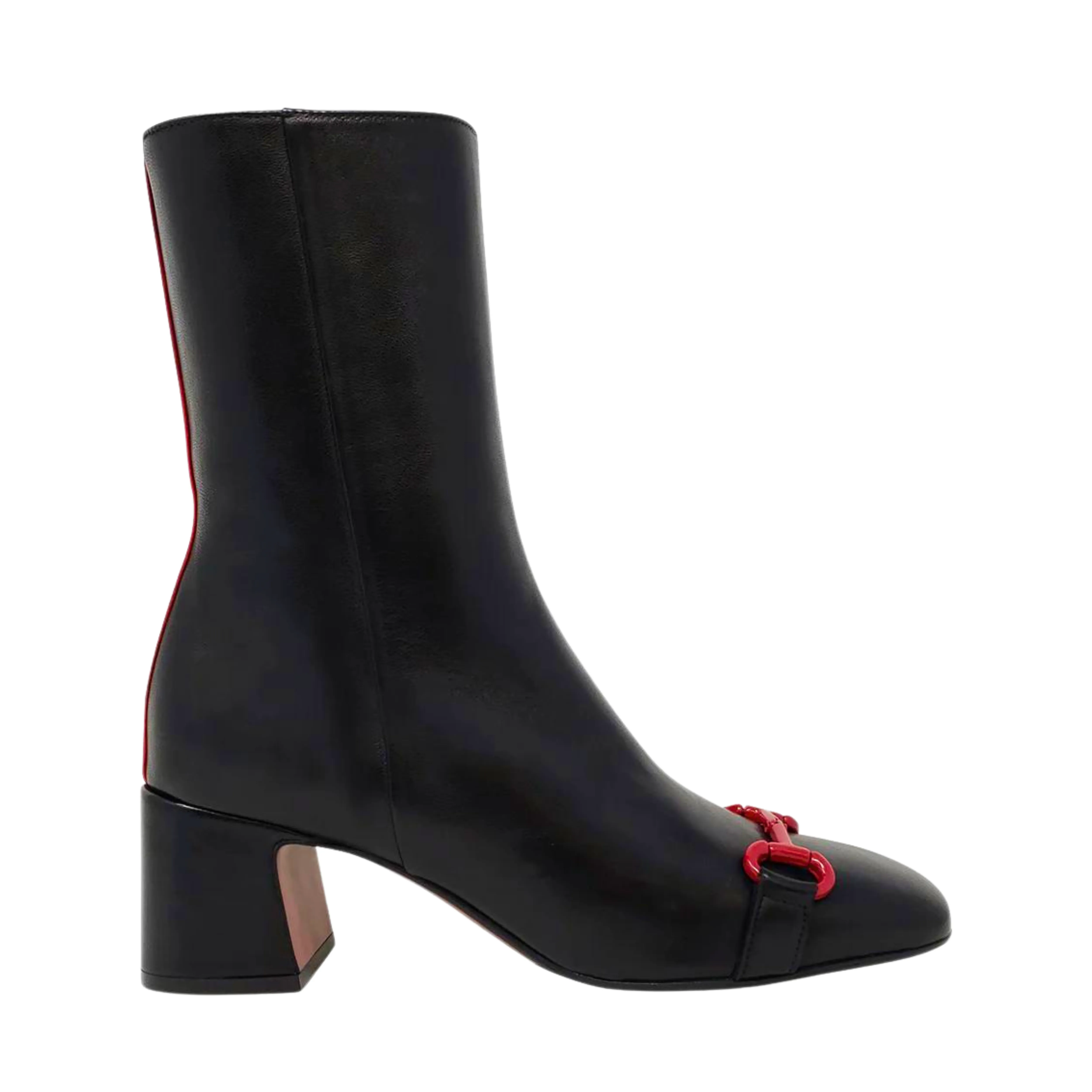 Black Leather Back Red Stripe Boot