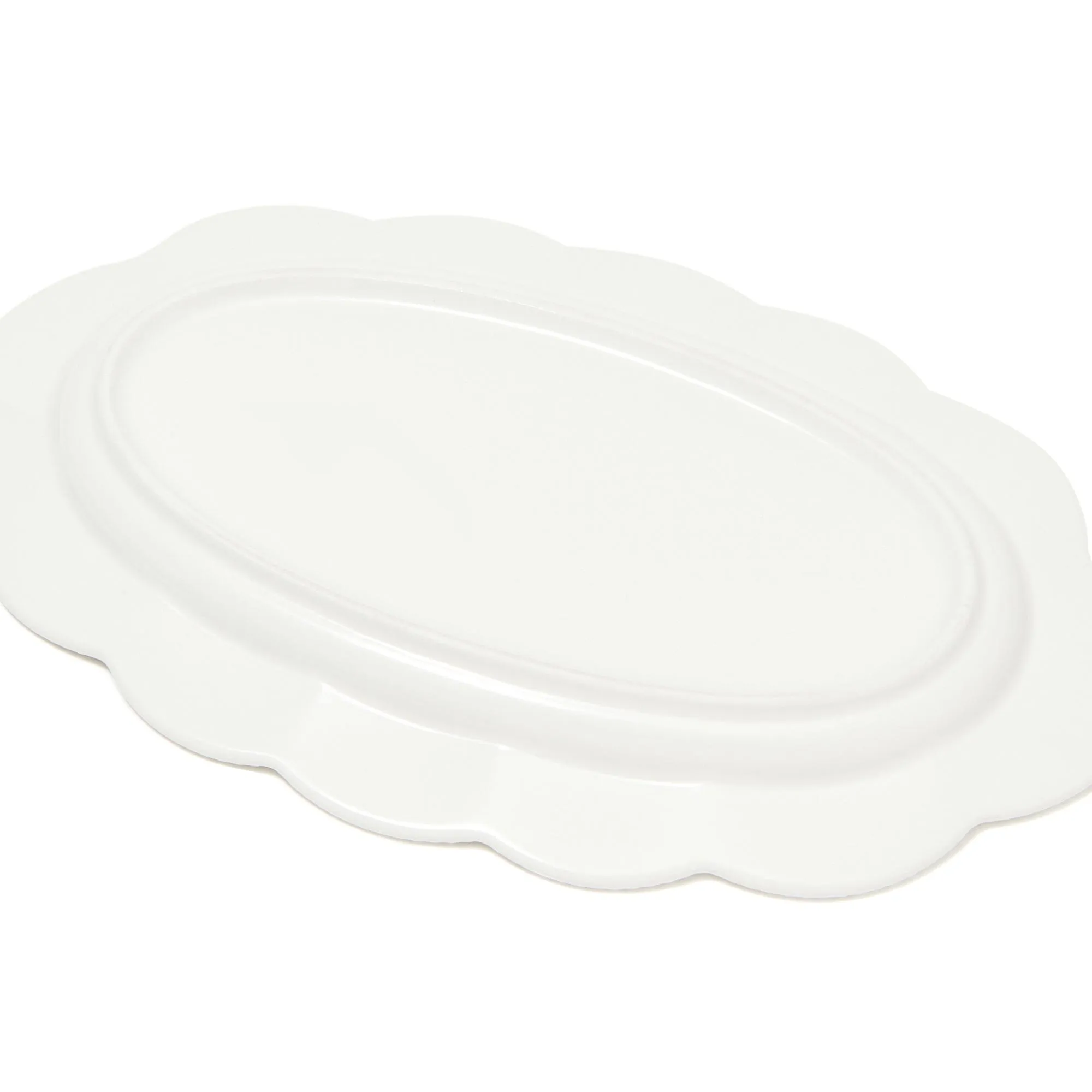 Blanche Oval Plate Flower  White