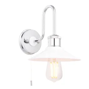 Boscombe Chrome Fisherman Bathroom Wall Light - Pull Cord