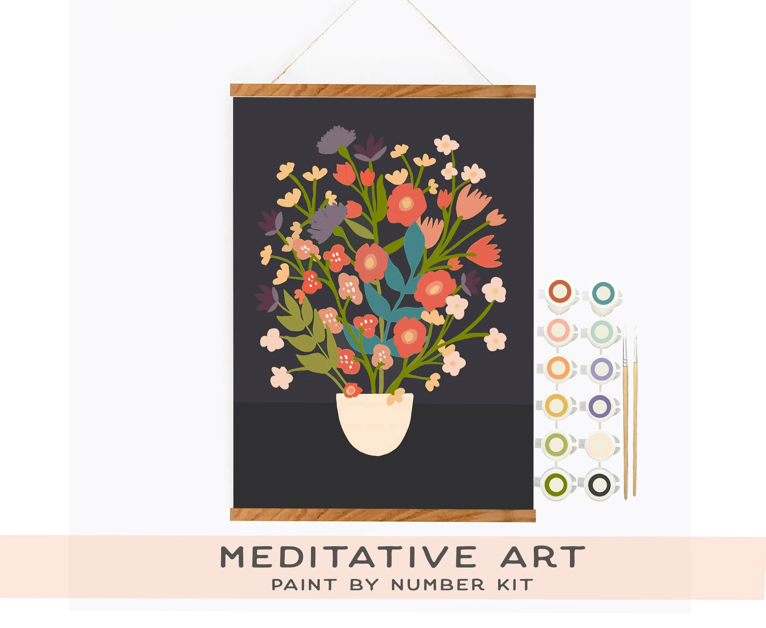 Bouquet Meditative Art Paint by Number Kit/ Magnetic Frame