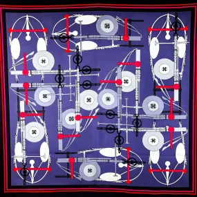 Brides et Frontaux Hermes Scarf by Christiane Vauzelles 90 cm Silk Twill