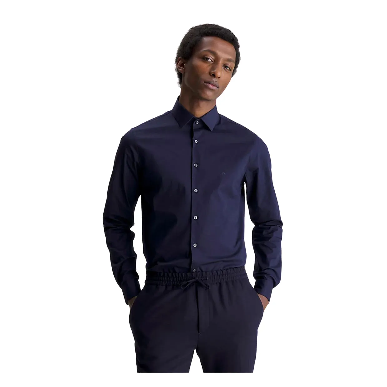 Camicia Uomo Calvin Klein Popeline Slim Blu