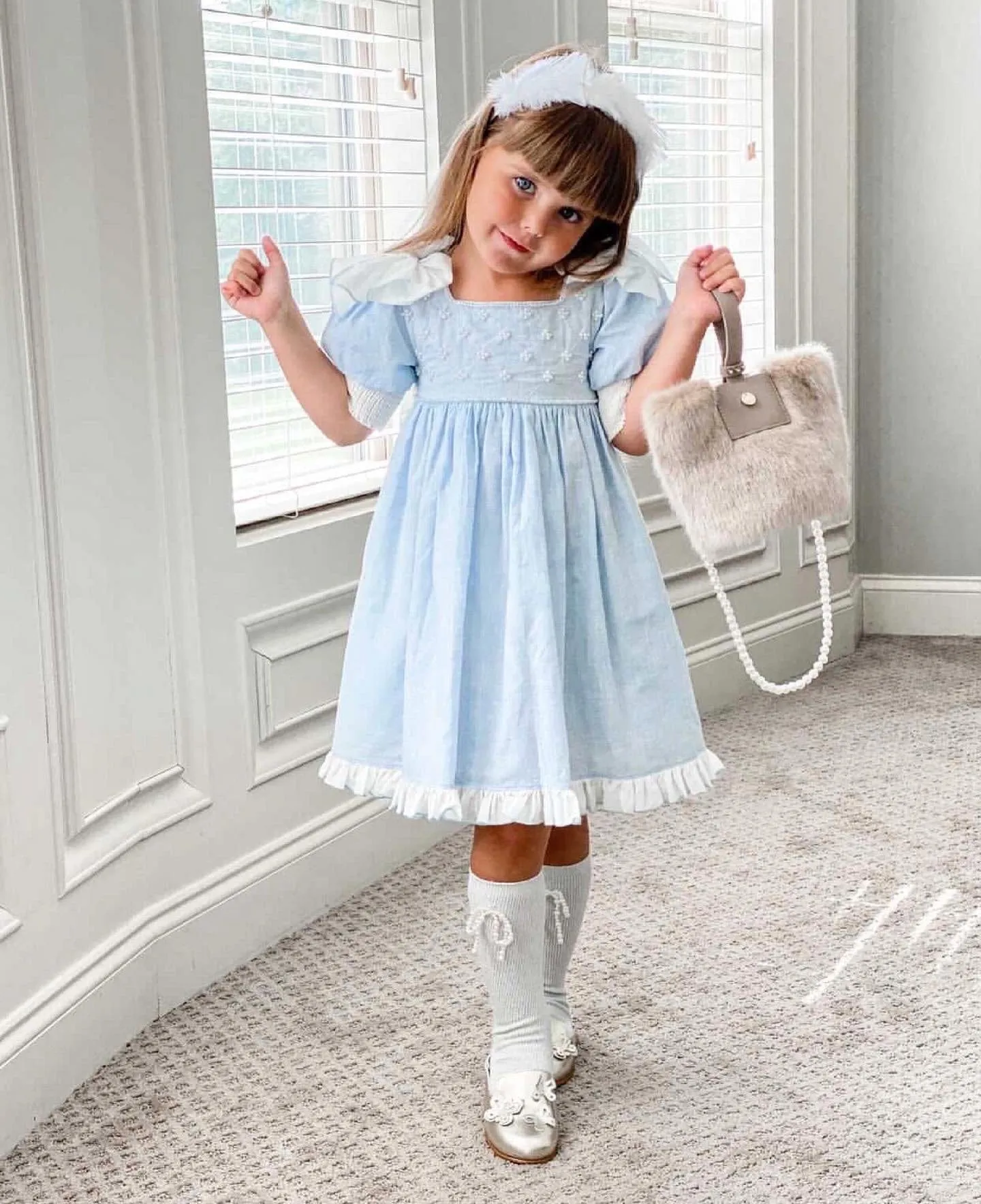 Charlotte Baby Blue Linen Dress