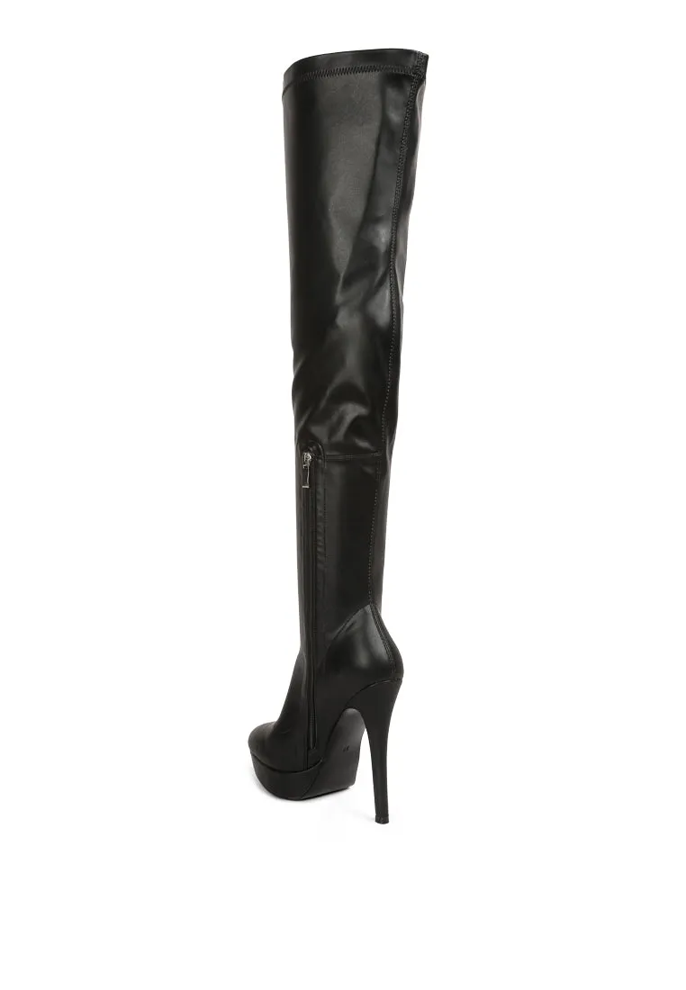 confetti stretch pu high heel long boots