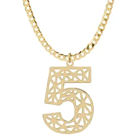 Cutout Block Number Necklace