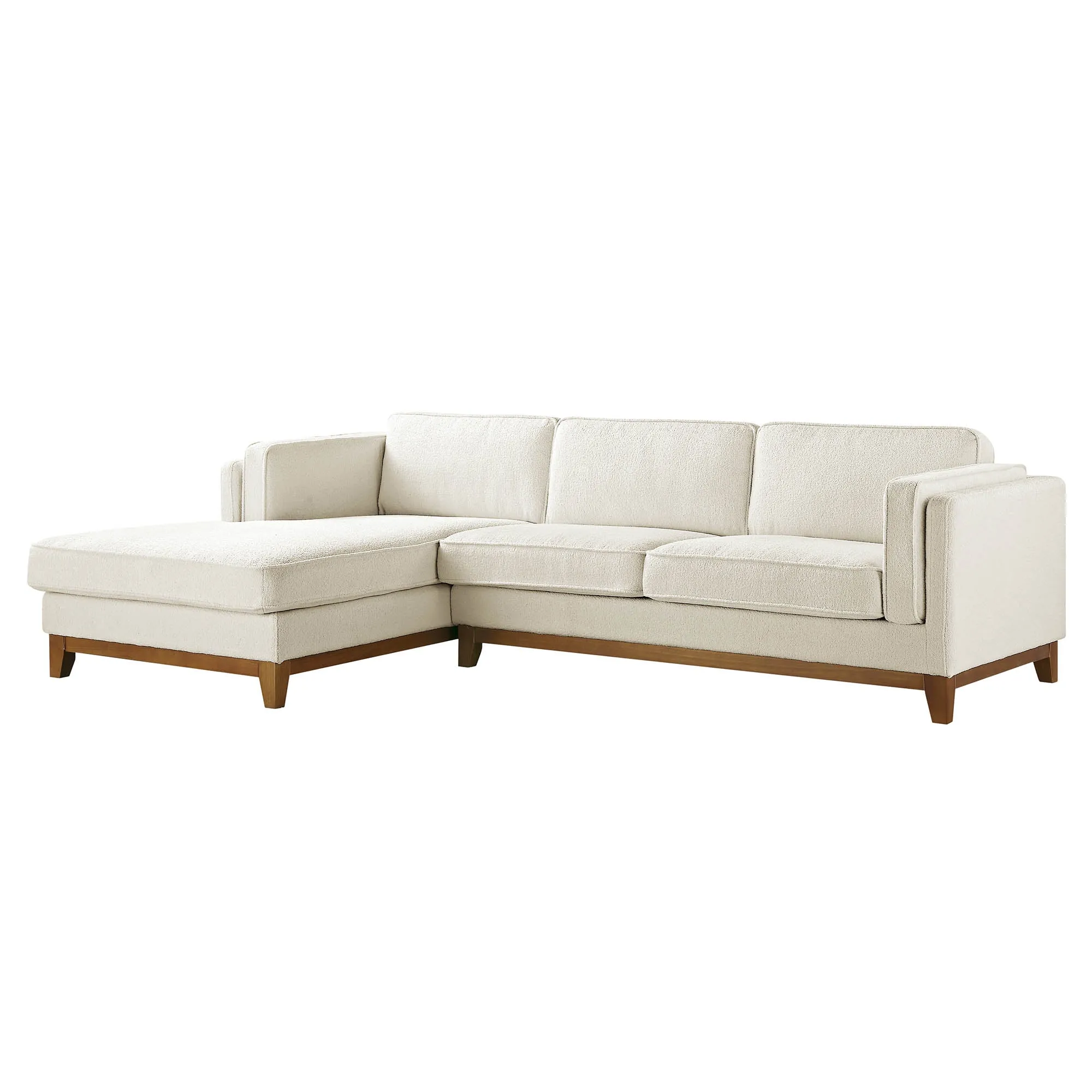 Dipley Beige Boucle Fabric Sofa, Grande Chaise Sofa Left Hand