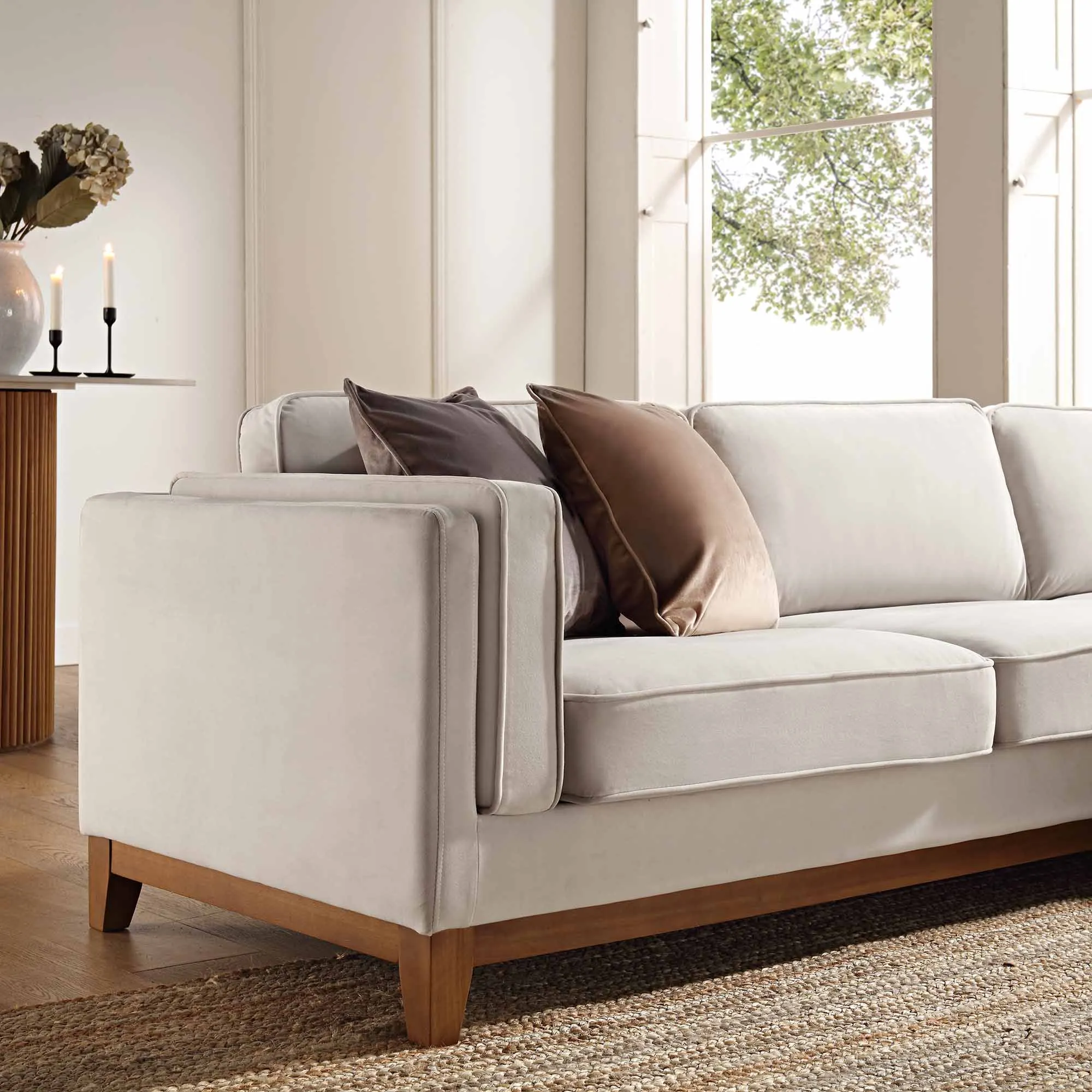 Dipley Champagne Velvet Grande Corner Sofa