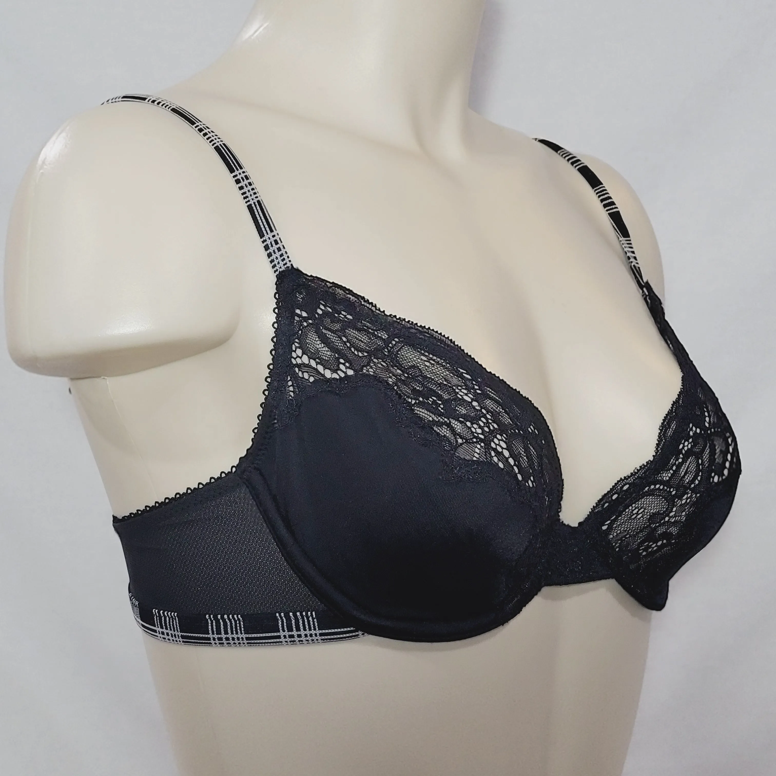 DKNY 451049 Glamour Noir Unlined Underwire Bra 32C Black NEW WITH TAGS