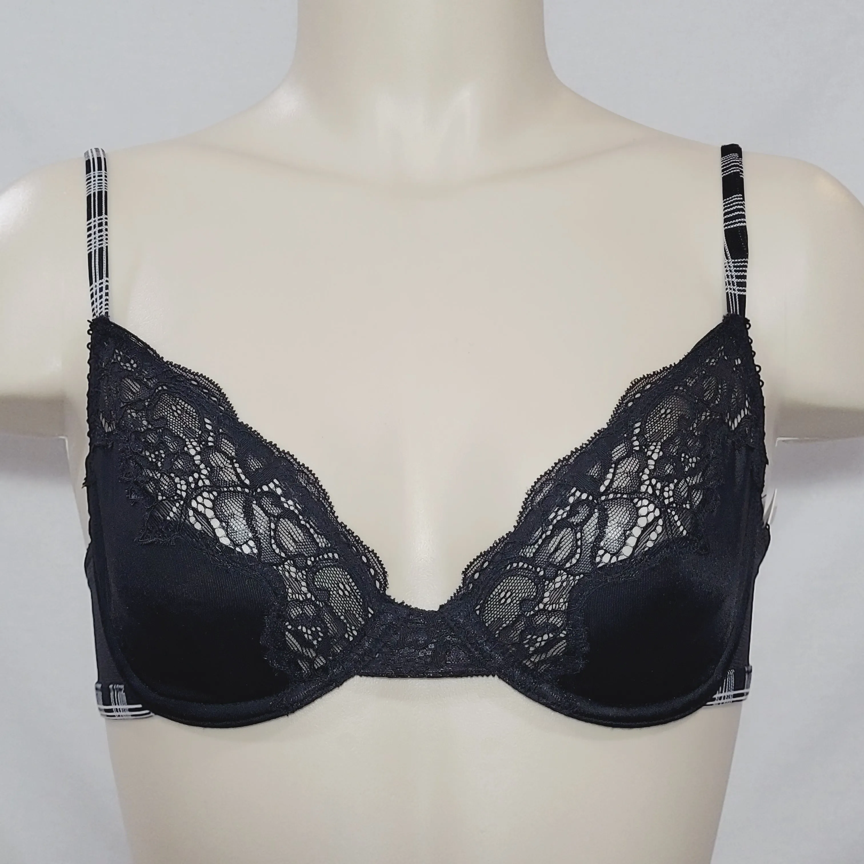 DKNY 451049 Glamour Noir Unlined Underwire Bra 32C Black NEW WITH TAGS