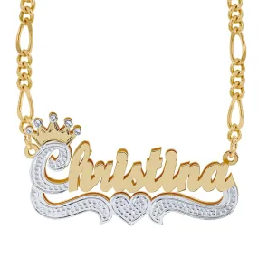 Double Plated Name Necklace Christina with Figaro chain