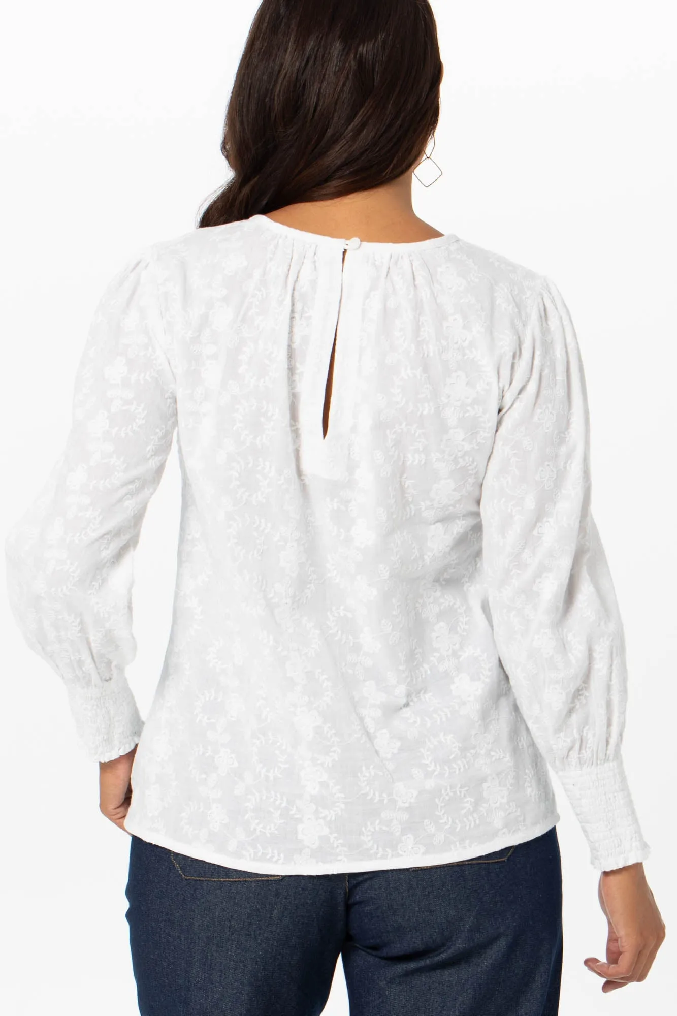 Farah Top White Embroidery