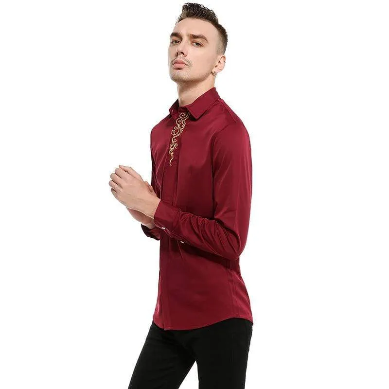 Floral Embroidered Slim Fit Shirt