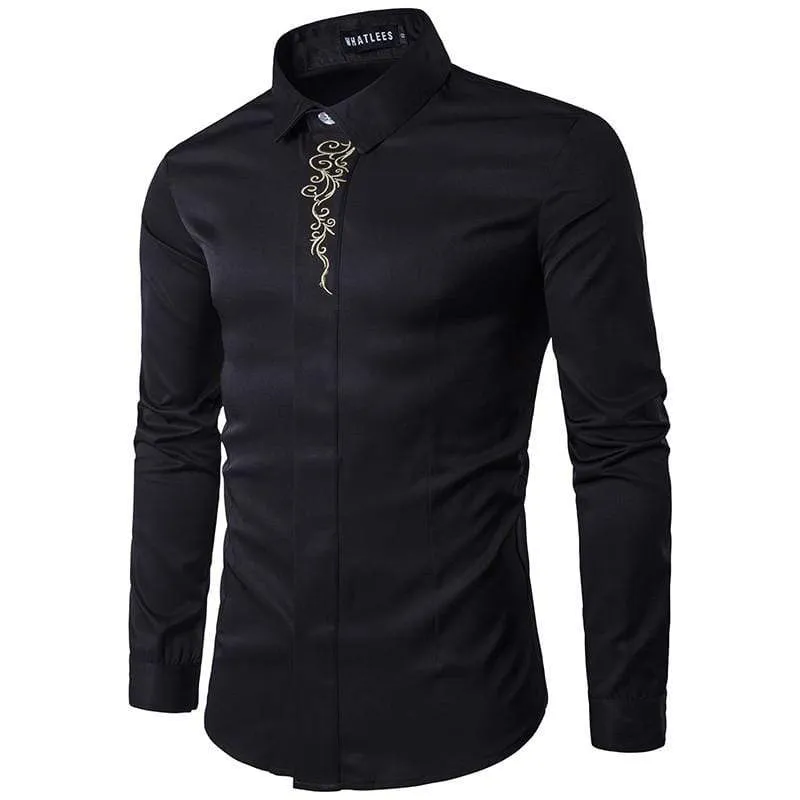 Floral Embroidered Slim Fit Shirt