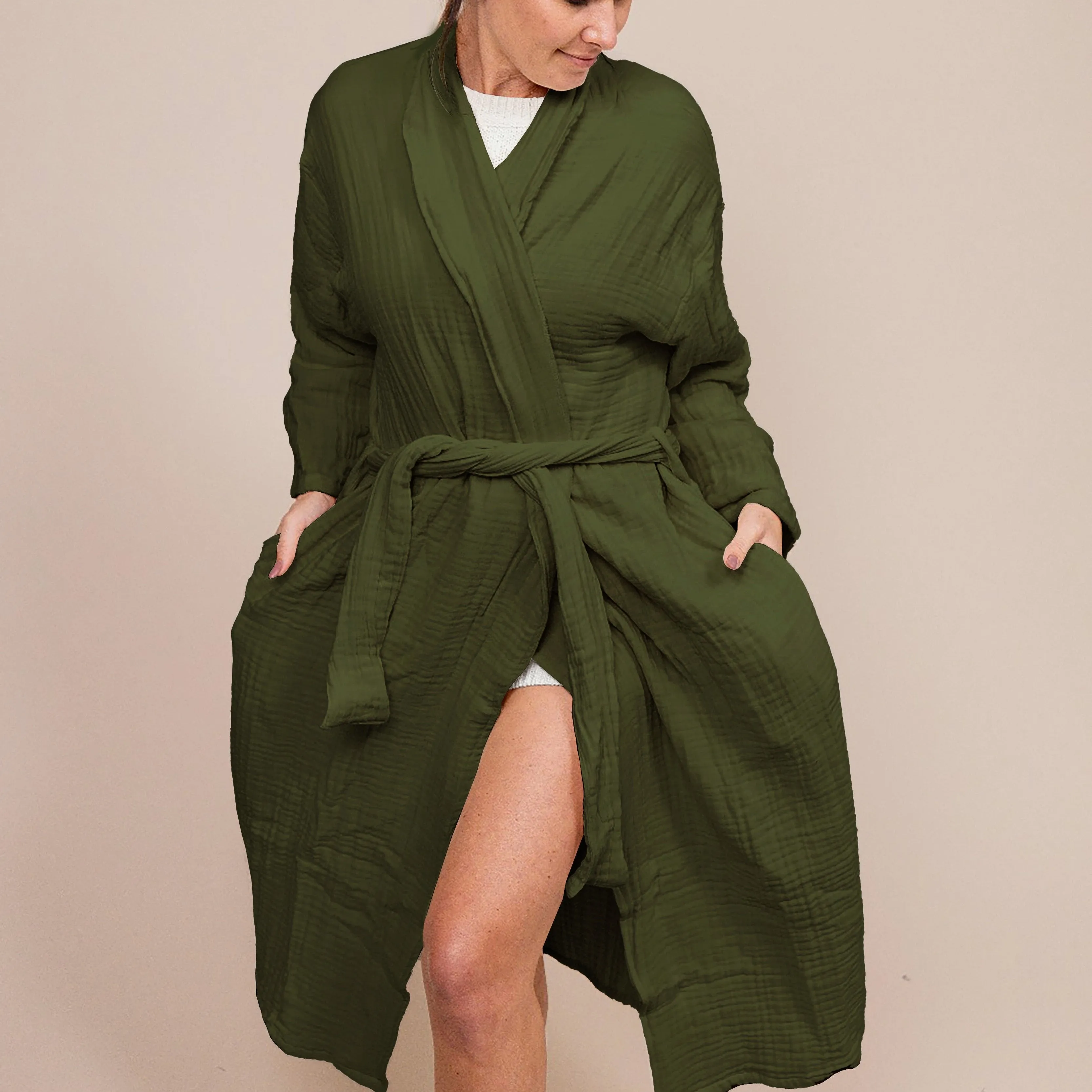 Full-Length Muslin Cotton Robe