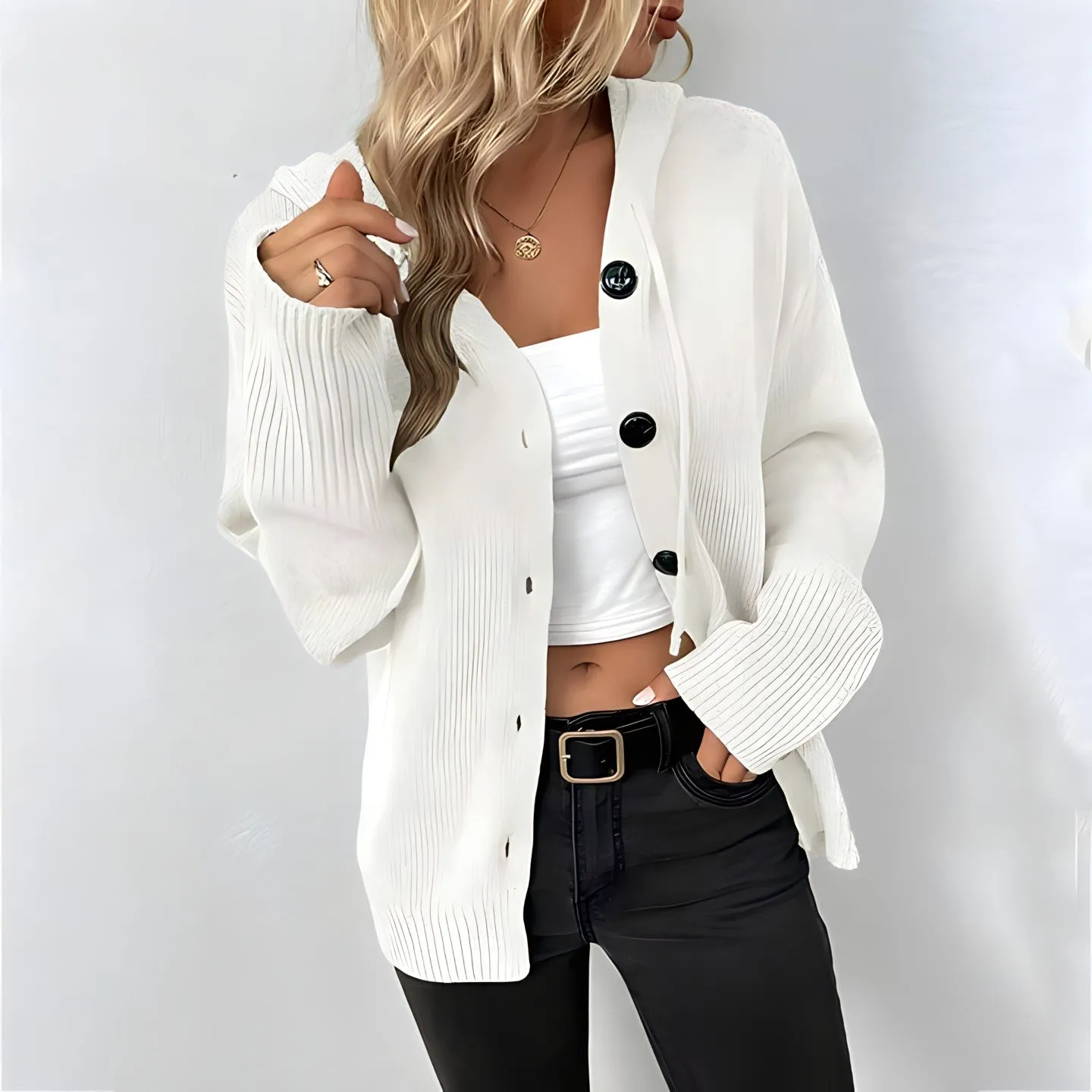 Gallia - Cardigan con cappuccio da donna