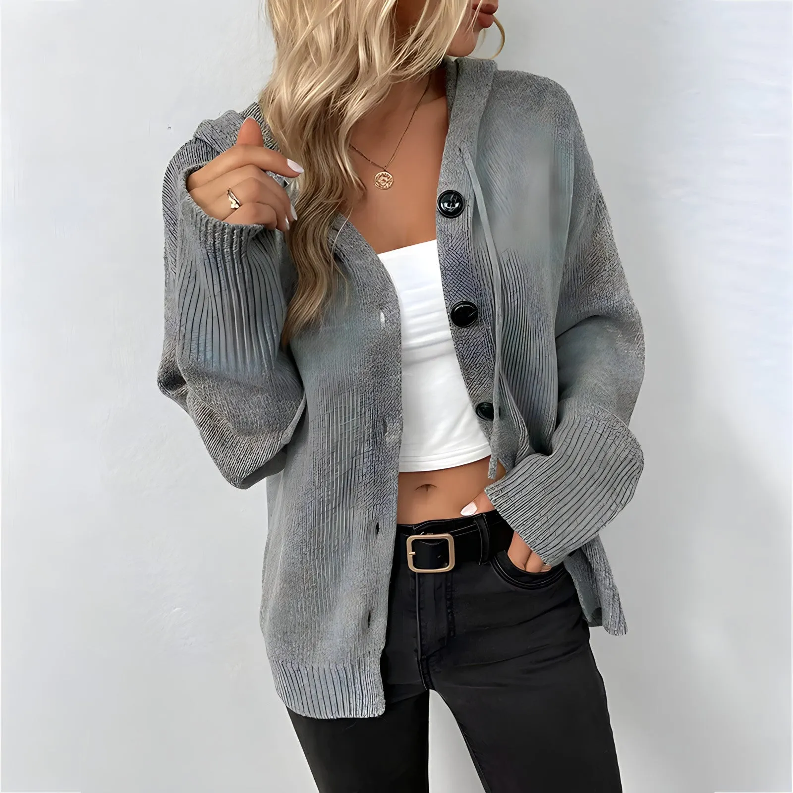 Gallia - Cardigan con cappuccio da donna