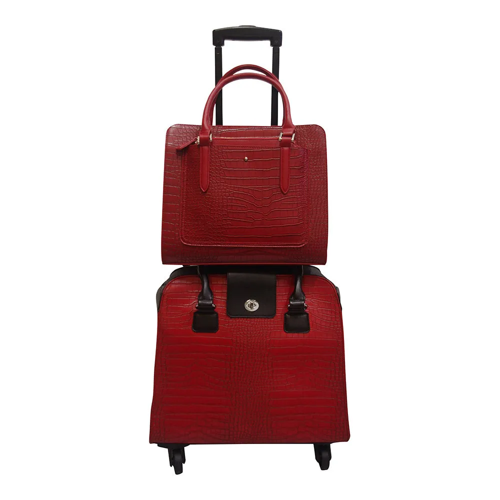 Harlequin Red Crocodile Tote Bag