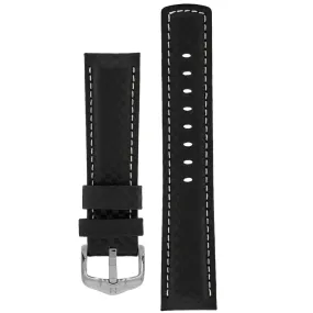 Hirsch CARBON Embossed Water-Resistant Leather Watch Strap