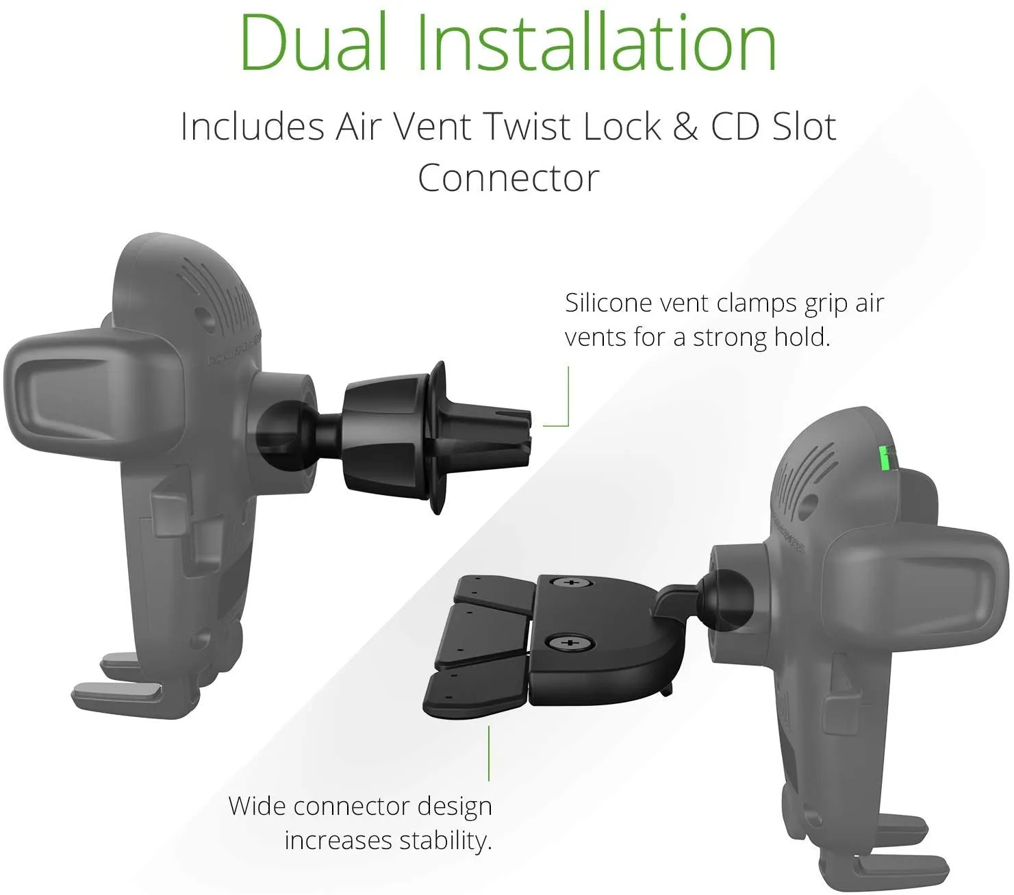 iOTTIE Easy One Touch Wireless 2 Vent and CD 2-in-1 Car Mount Phone Holder