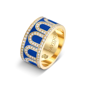 L'Arc de DAVIDOR Ring GM, 18k Yellow Gold with Riviera Lacquered Ceramic and Palais Diamonds