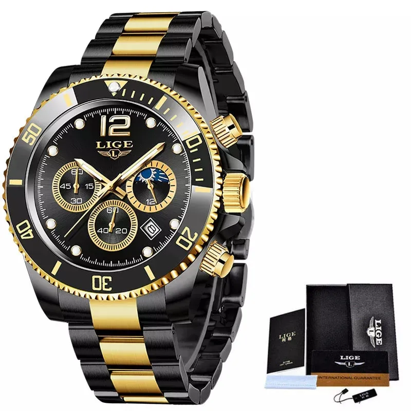 LIGE Men Quartz Wristwatch Top Brand Luxury Fashion