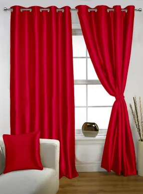 Lushomes blackout curtains 9 feet, Silk Curtain, Red Purple Curtain with Blackout Matching Lining, Door Curtains, Curtain for Living, Curtains & Drapes, urban space curtains(54X90 inches, Set of 1)