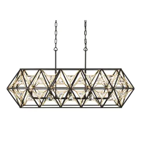 Marcia 353N05MBFG 5-Light Kitchen Island Pendant - Matte Black/French Gold