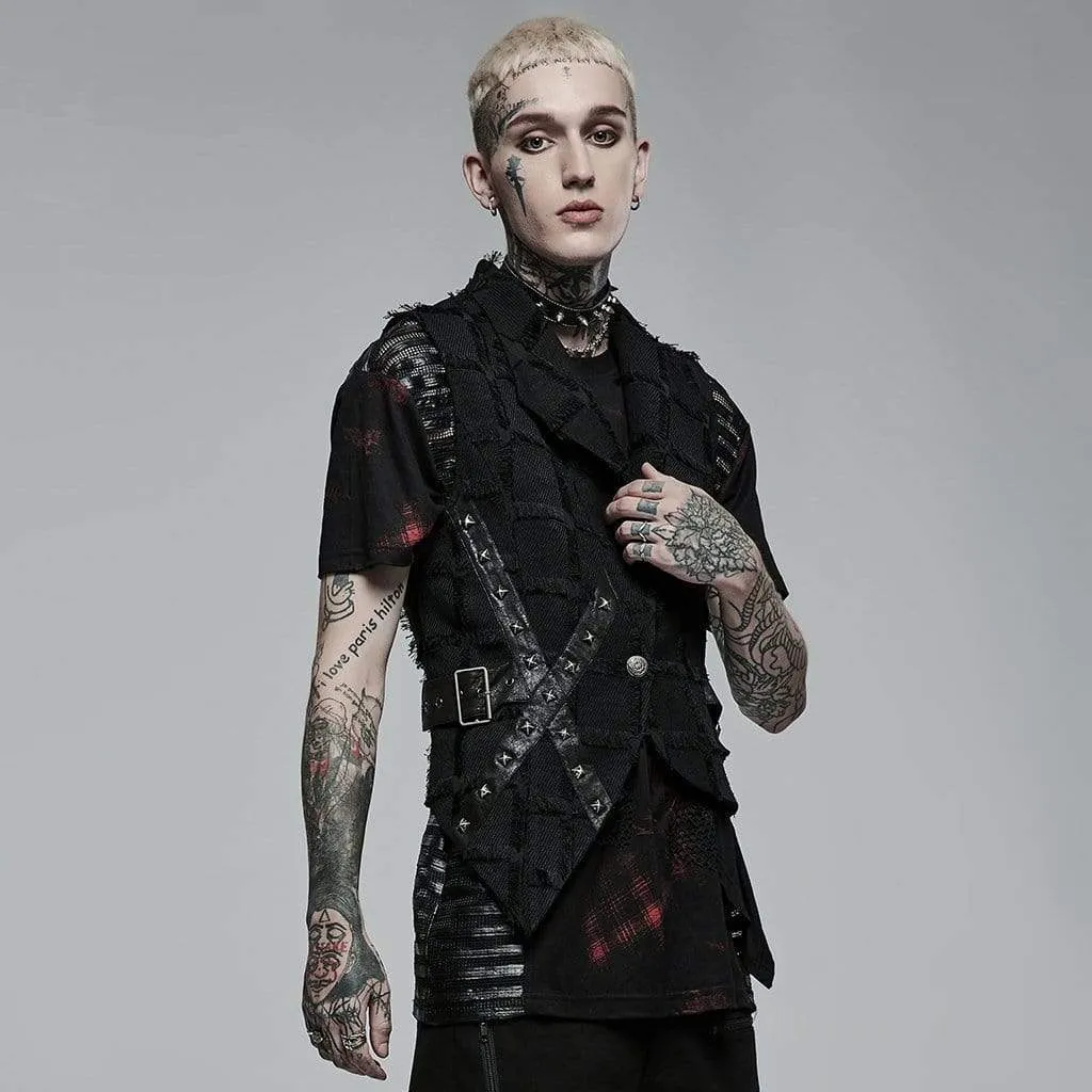 Men's Gothic Irregular Cutout Unedged Waistcoat