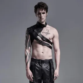 Men's Gothic Slash Shoulder Harnesses With Rivets And Chains