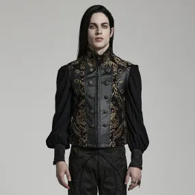 Men's Gothic Stand Collar Embossed Vest