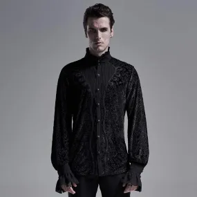 Men's Gothic Stand Collar Jacquard Flare Sleeve Shirts