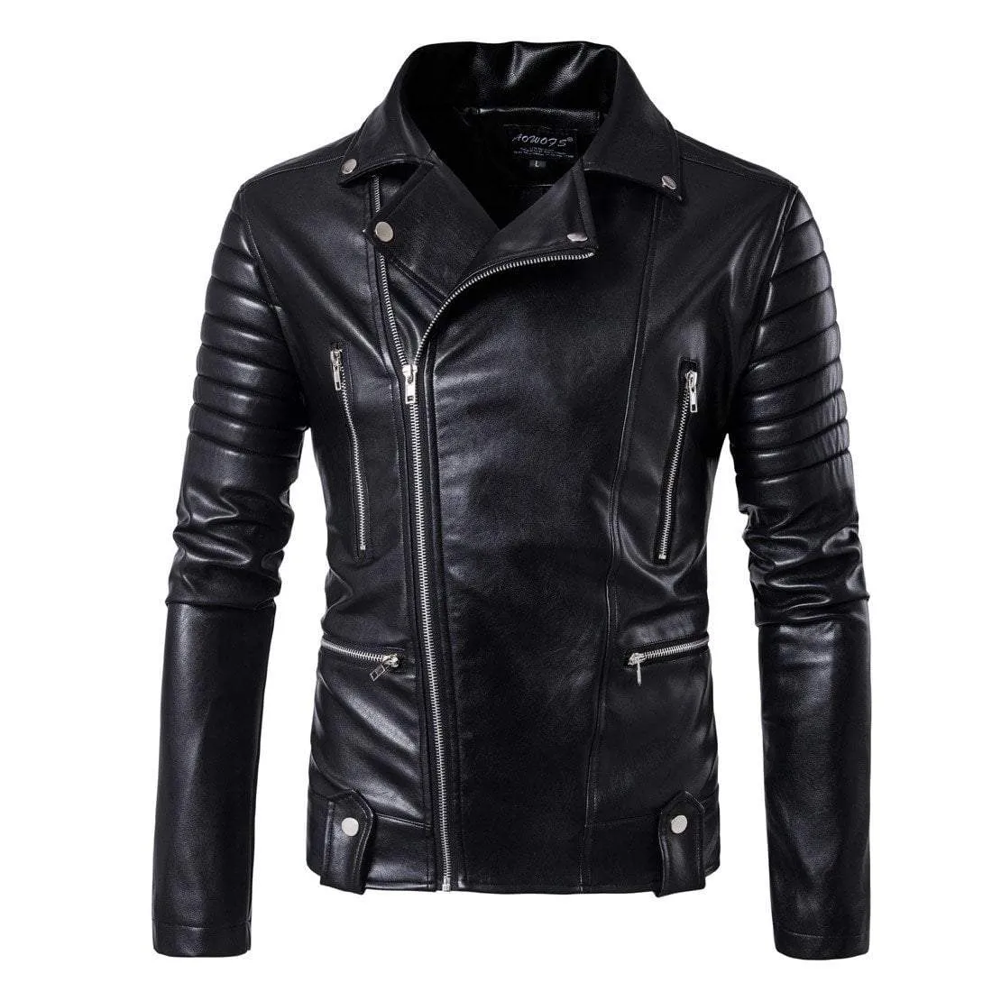 Men's Multi Zipper Faux Leather Moto Jacket