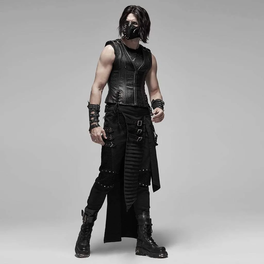 Men's Punk Adjustable Waist Half Slit Aprons