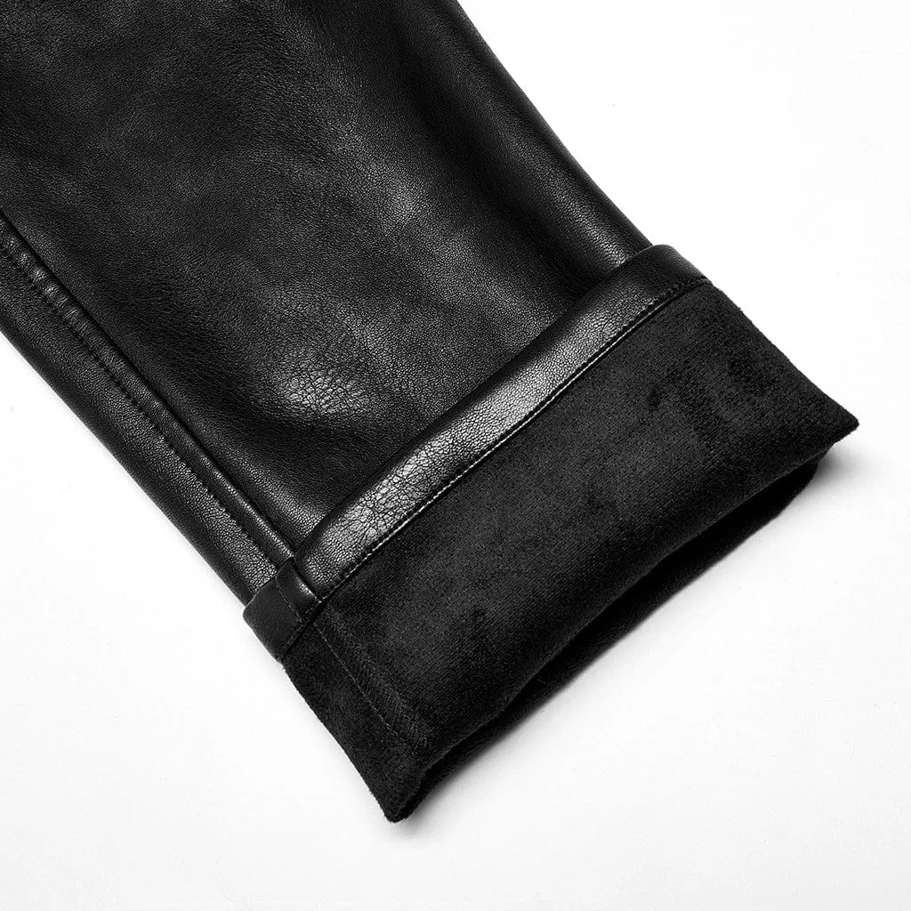 Men's  Punk Faux Leather Pants with Strap